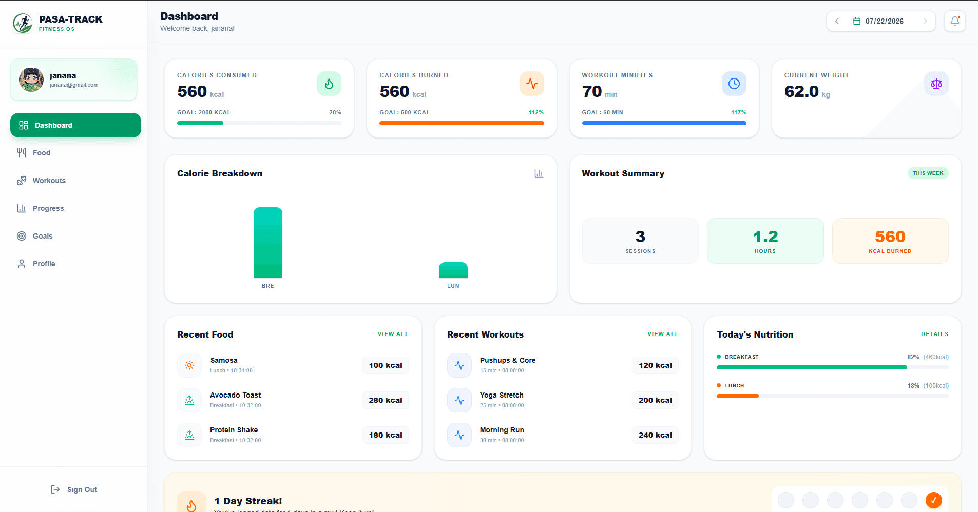 PASA Fitness Tracker